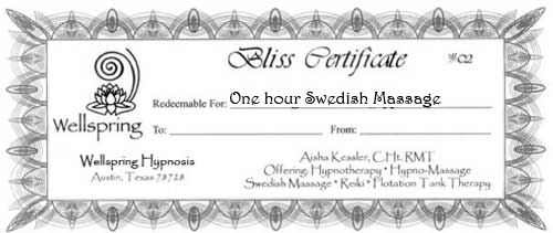 gift certificate for Austin Massage